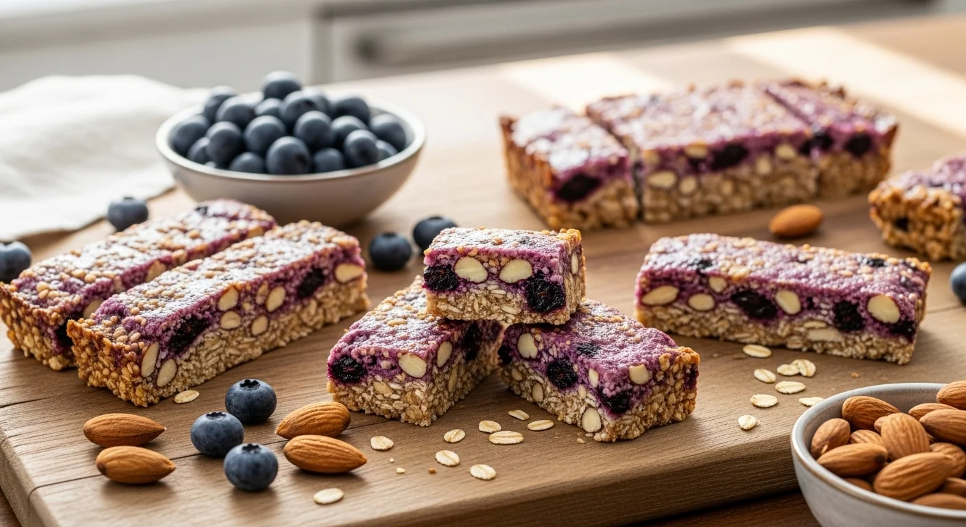 Healthy No-Bake Almond & Blueberry Granola Bars