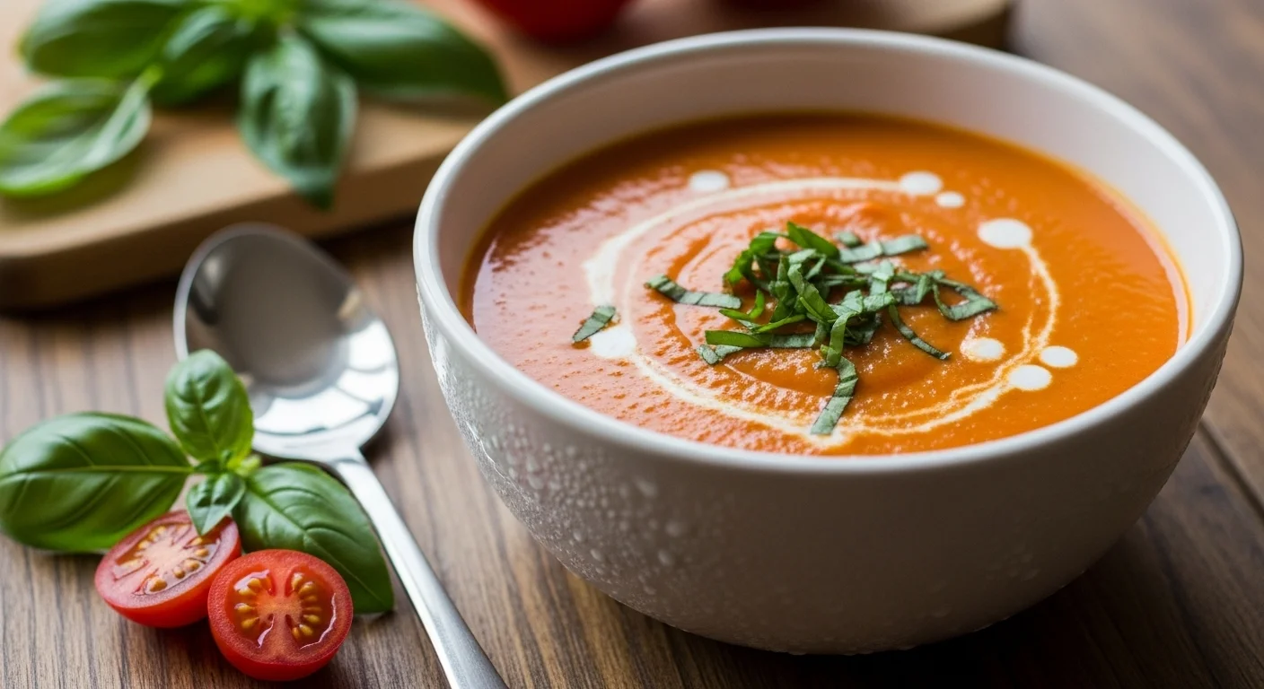 Refreshing Chilled Creamy Tomato Basil Soup Recipe