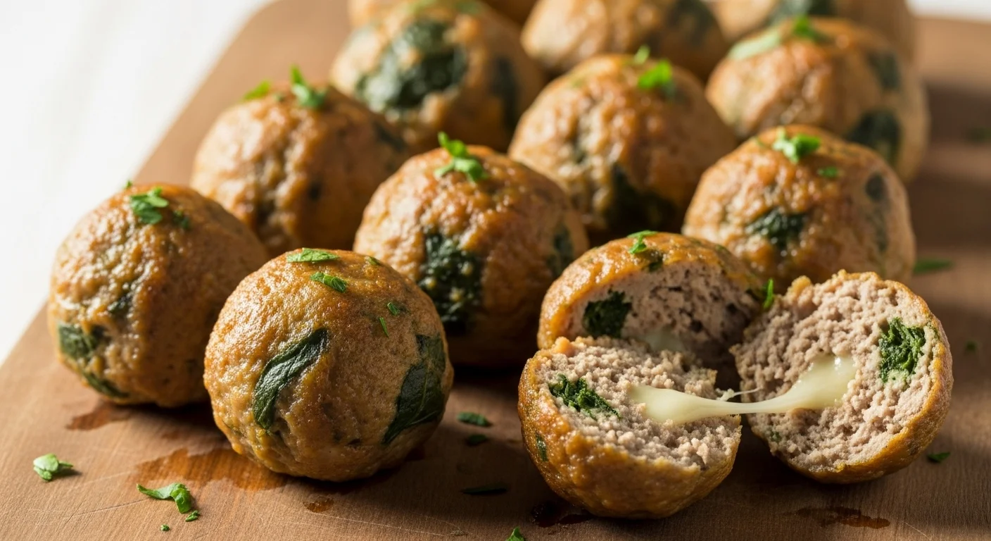 Healthy & Juicy Turkey Spinach Cheese Meatballs