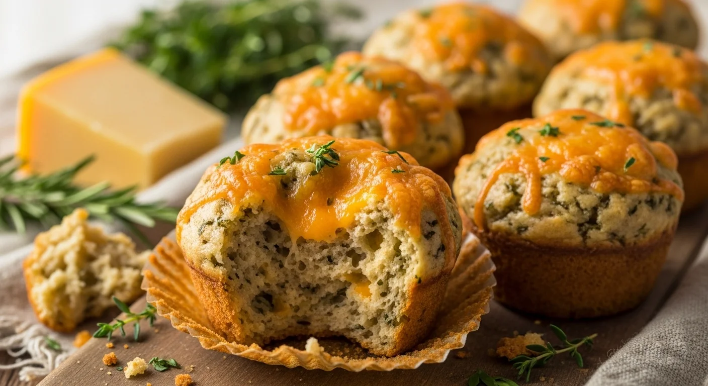 Savory Sourdough Discard Muffins (Cheddar & Herb)