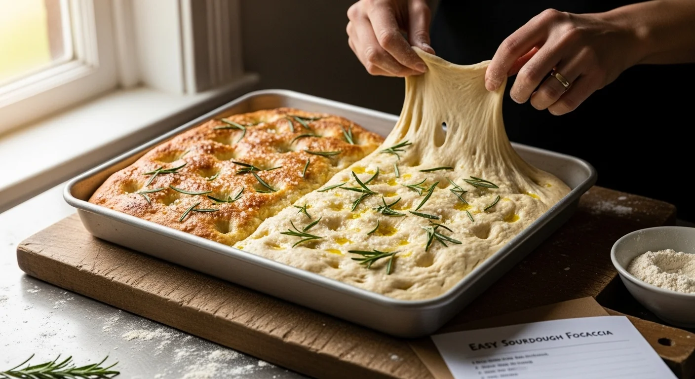 Easy No-Knead Sourdough Focaccia (Beginner Friendly)