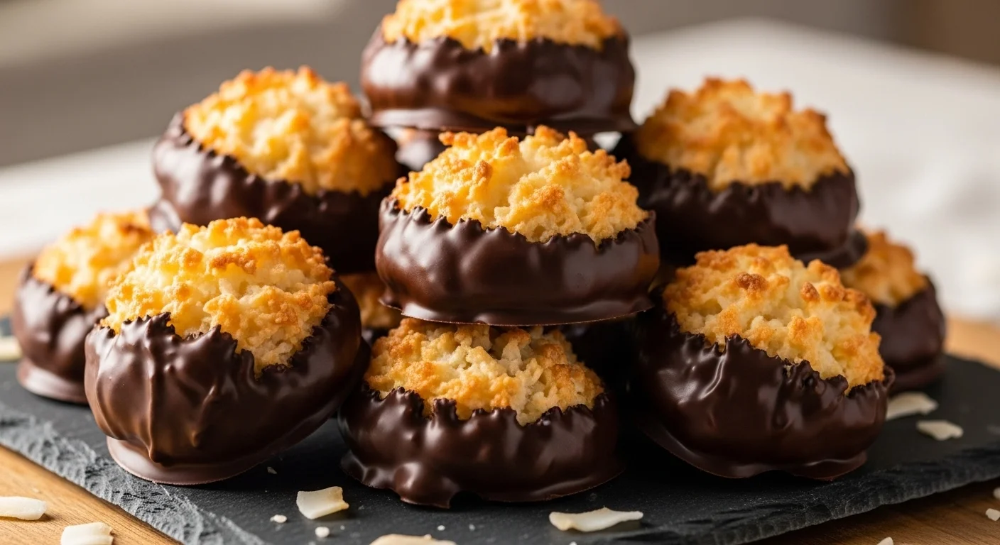 Chewy Vegan Coconut Macaroons (Dipped In Chocolate)