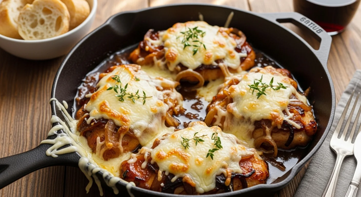 Easy French Onion Chicken (A Cheesy Skillet Dinner)