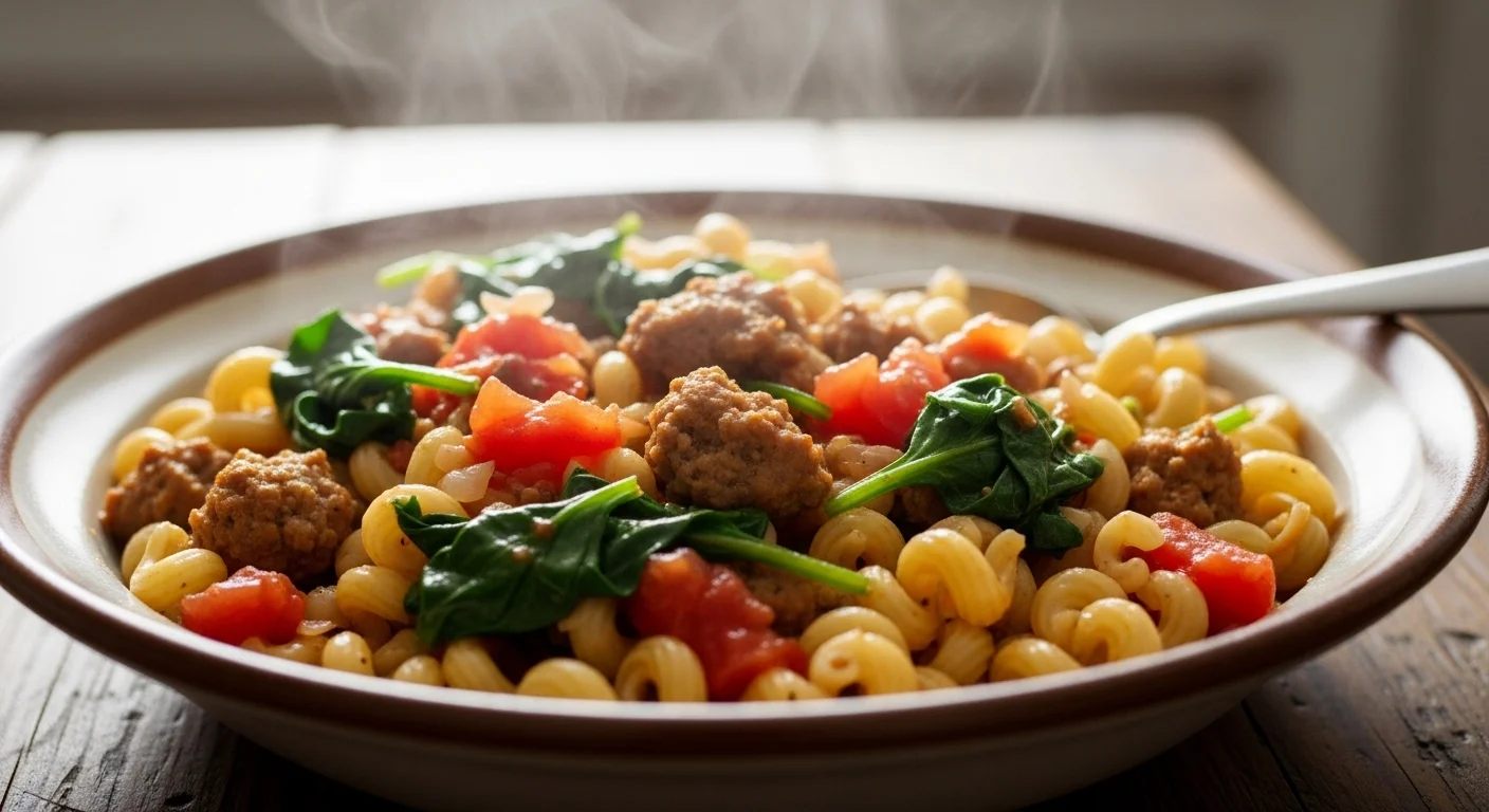 One-Pot Sausage Pasta (With Spinach & Tomatoes)