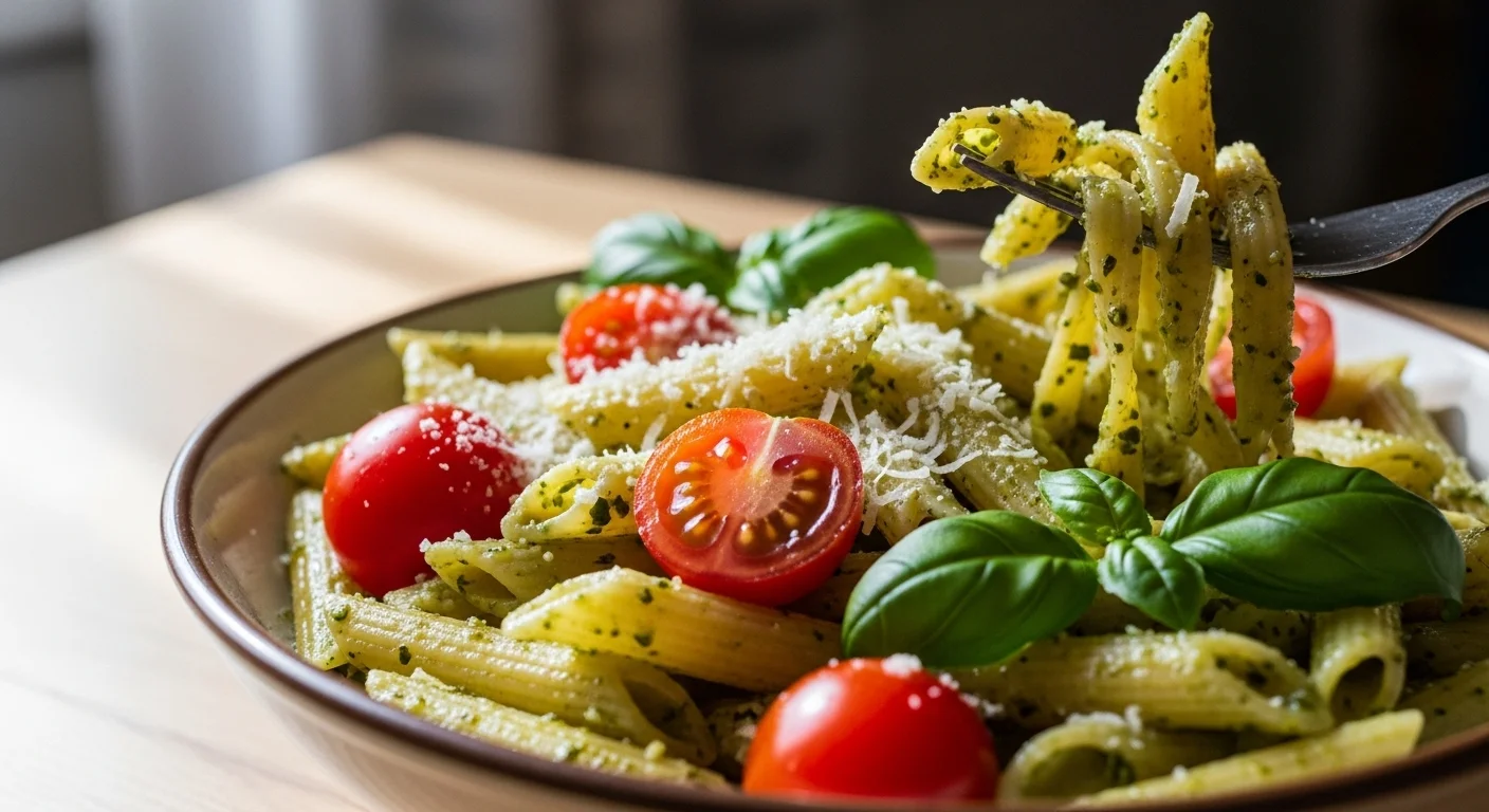 Simple Pesto Pasta With Cherry Tomatoes (So Fresh)