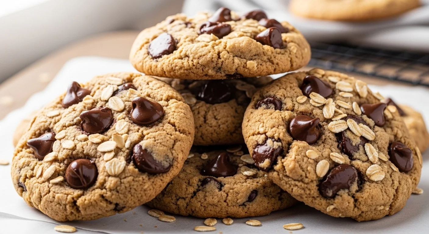 Chewy Oat Flour Chocolate Chip Cookies (Wholegrain & GF)