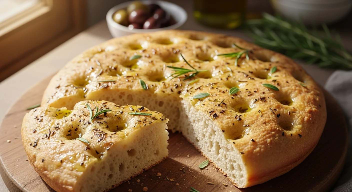 No-Knead Gluten-Free Focaccia Bread (Olive Oil & Herbs)