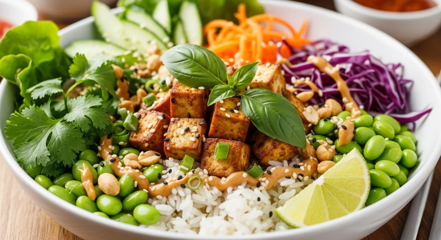 Vegan version of Thai rice bowl