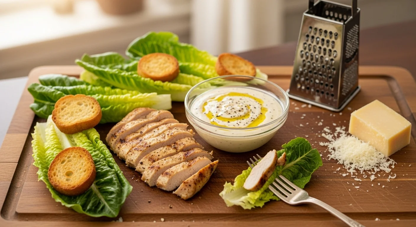 The Easiest Chicken Caesar Salad (With Homemade Dressing)