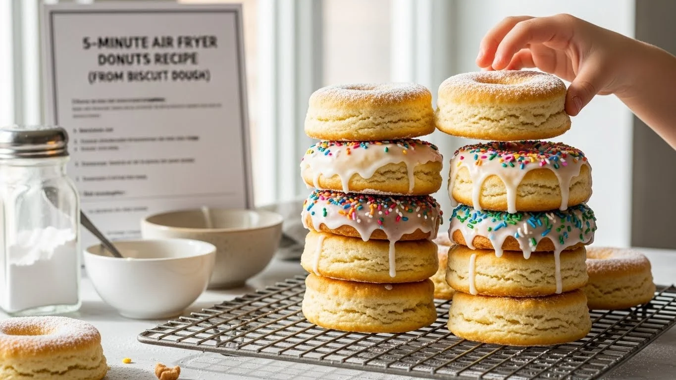 5-Minute Air Fryer Donuts Recipe (From Biscuit Dough)