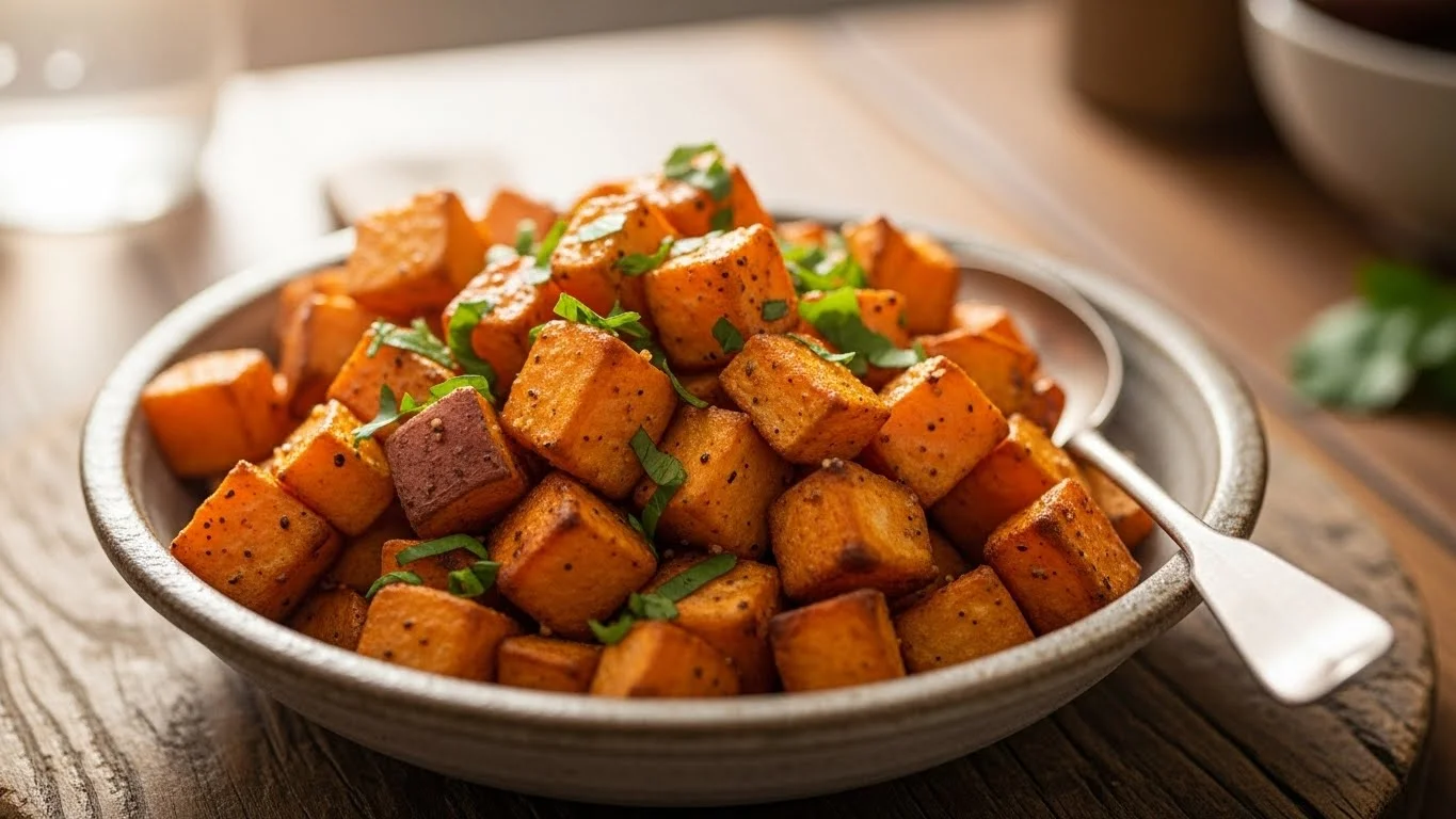 Perfectly Roasted Air Fryer Sweet Potatoes (Cubed)