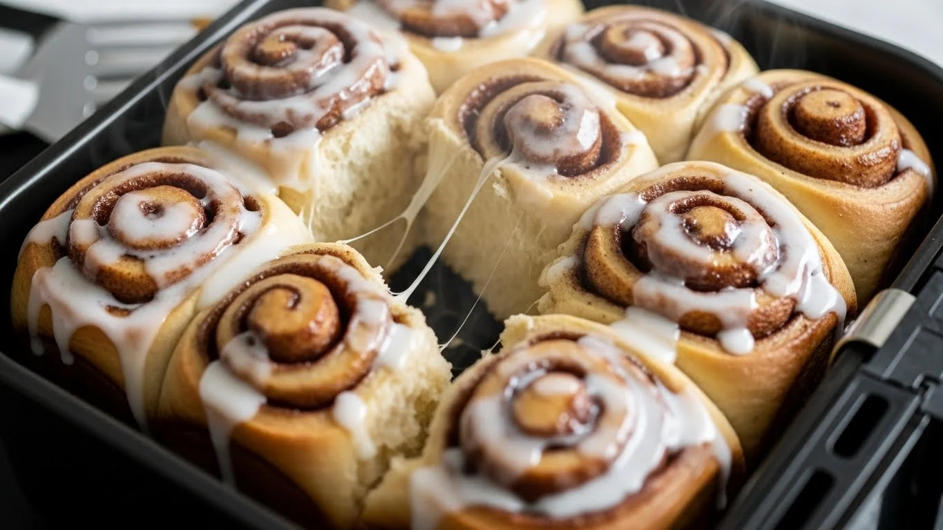 Gooey Air Fryer Cinnamon Rolls (A 10-Minute Breakfast)